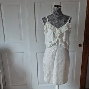 LOFT Cream Ruffle Mini Dress